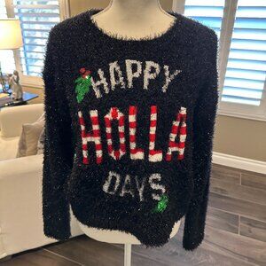 Sequined Happy Holla Days Sweater-Size L